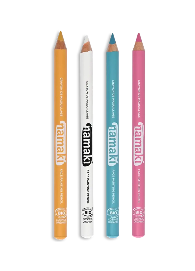 Kit 4 crayons de maquillage fins - Jaune/Rose/Turquoise/Blanc**