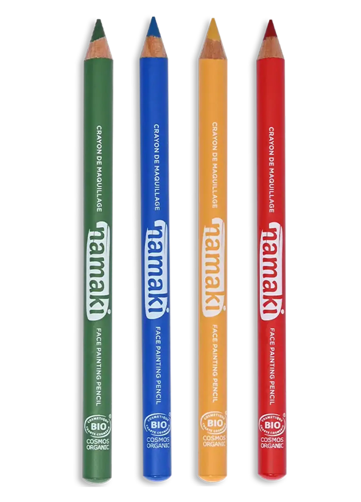 Kit 4 crayons de maquillage fins - Jaune/Vert/Bleu/Rouge**