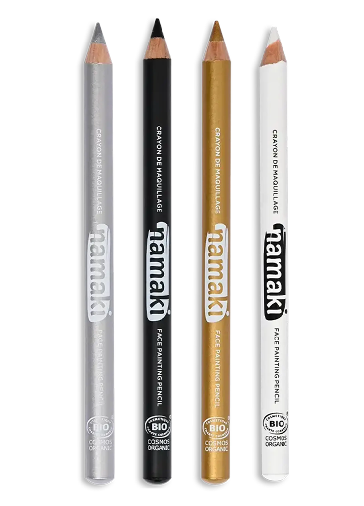Kit 4 crayons de maquillage fins - Or/Argent/Noir/Blanc**