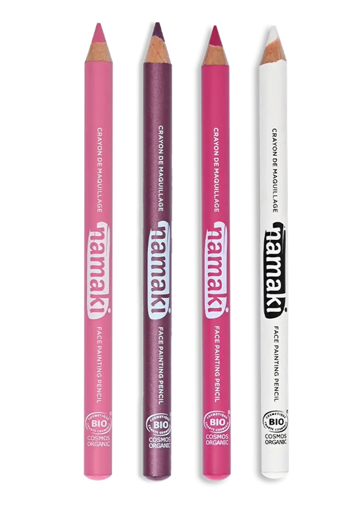 Kit 4 crayons de maquillage fins - Violet/Fuchsia/Rose/Blanc**