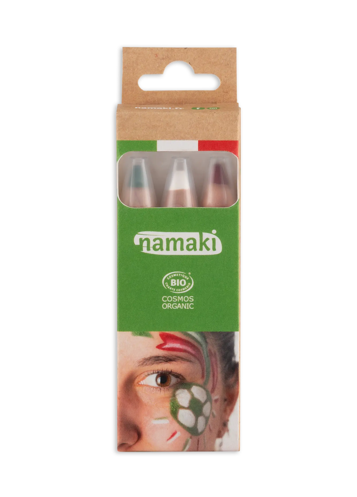 Kit supporter 3 crayons de maquillage - Vert-Blanc-Rouge**
